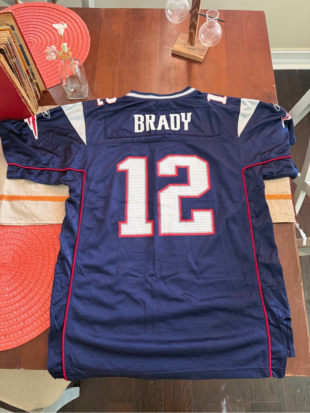 Reebok Navy Blue Tom Brady #12 Football Jersey